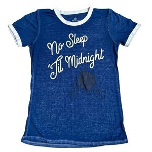 Disney midnight blue short sleeved T shirt "No Sleep Til Midnight" spell out, S.